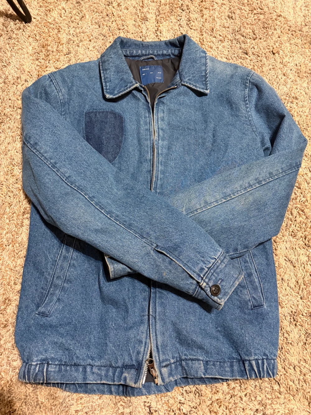 Zara Men's Blue Denim Jacket - Zip Front